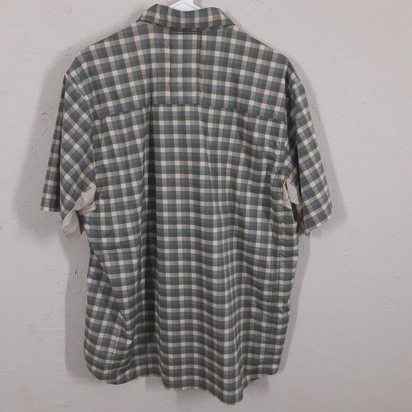 REI Shirt Mens L Blue Gray Check Outdoor Hiking Vented Button Up Fishing Stretch - Picture 7 of 9
